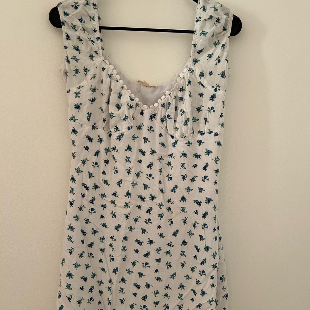 La Hearts White and Blue Floral Mini Dress